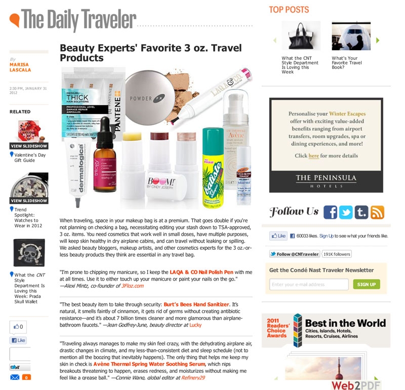 Beauty Experts' Favorite 3 oz. Travel Beauty Products : Daily Traveler : Conde Nast Traveler